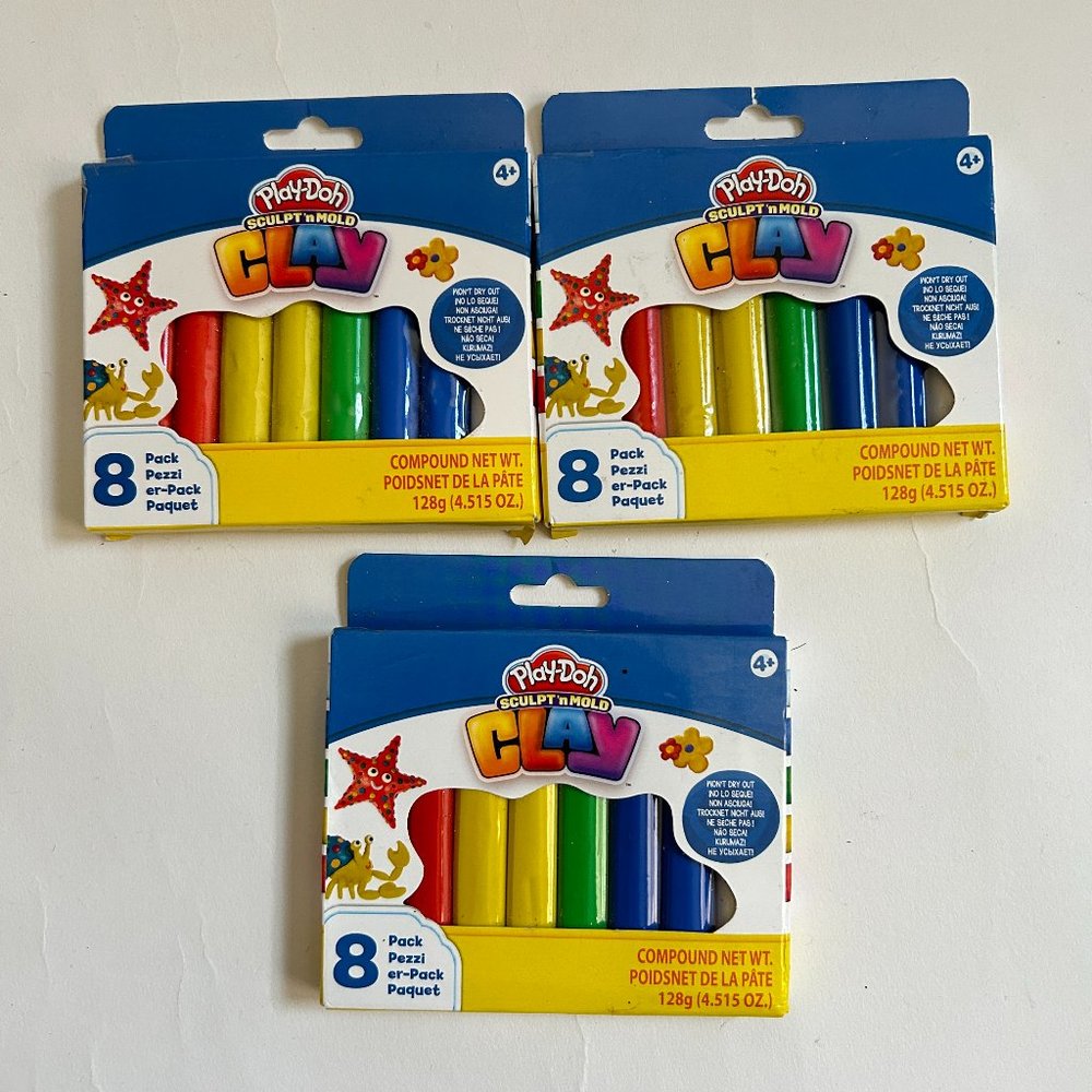 Lot of 3 Play-Doh Sculpt'n'Mold Clay Multi Colors 8-Pack BRAND NEW